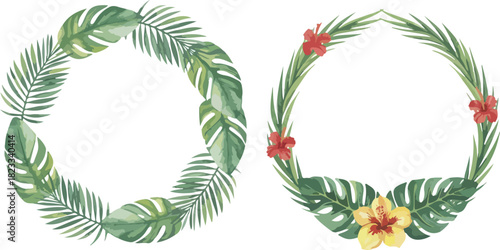 Tropical Leaf and Flower Wreaths