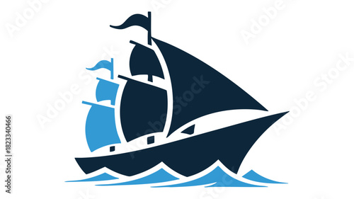 Ocean boat icon sailing forward