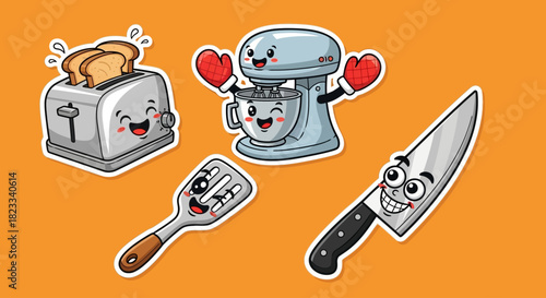 Cartoon Kitchen Utensils and Cookware