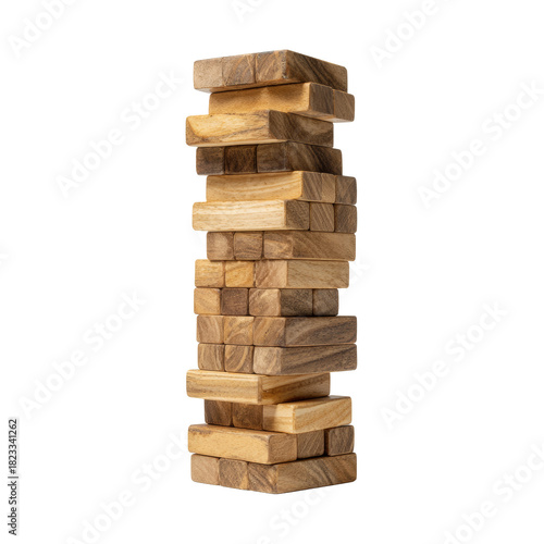 Wallpaper Mural Stacked wooden block tower challenging balance and stability Torontodigital.ca