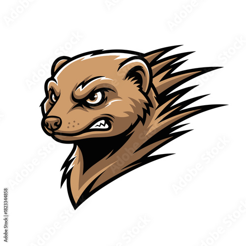 Fierce Brown Animal Mascot with Sharp Claws and Angry Expression