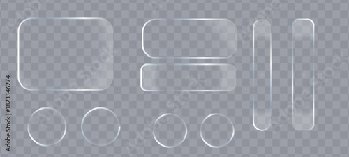  Liquid glass smartphone icon interface isolated for dark theme. White ui light frame square and circle banner with glow stroke. Control center widget for smartphone and web aabsclose up of paper clip