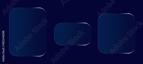3d Liquid glass smartphone icons interface isolated for dark theme. Red UI light frame square and circle banner with glow stroke. vector illustration of an aabstract blue background with glowing lines