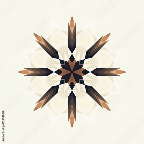 Abstract geometric starburst pattern with earthy tones and symmetrical design