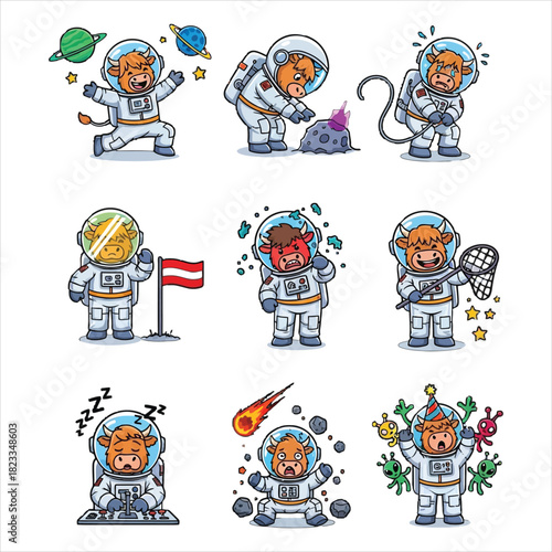 Funny cow astronauts in space exploration