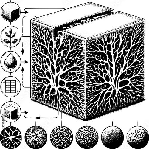 Mycelium packaging showing natural biomaterial structure with biodegradable properties for sustainable packaging and waste-free materials innovation
