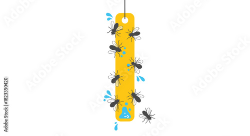 Sticky trap catching flying insects in an outdoor environment.