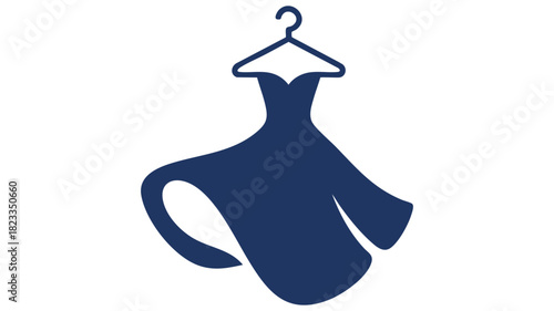 Elegant navy dress on a hanger