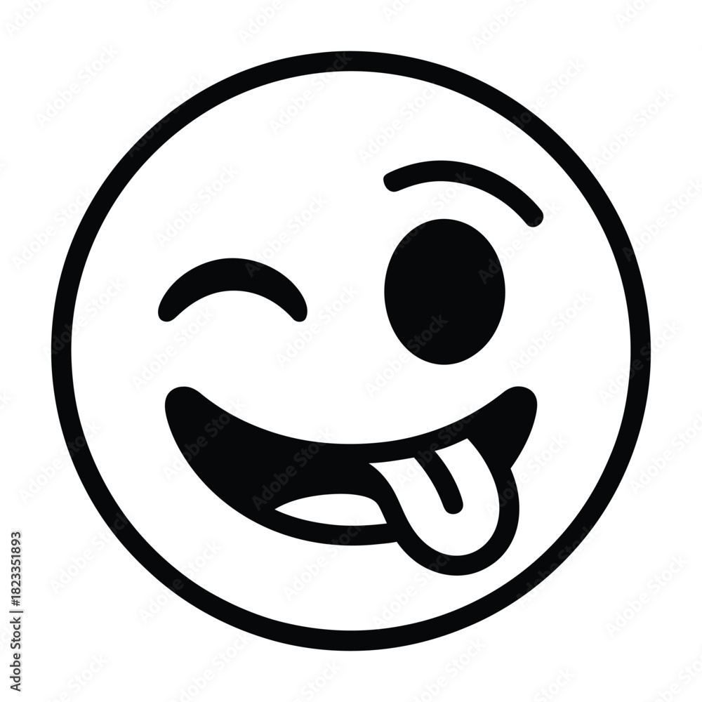 Fototapeta premium A playful winking emoji with its tongue sticking out, a humorous and mischievous graphic representing fun, lightheartedness, and digital communication
