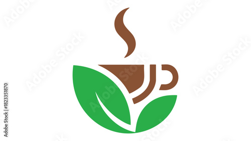 Green leaf hot beverage cup logo