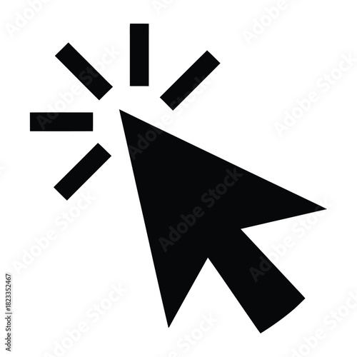 A graphic illustration of a computer mouse pointer clicking, symbolizing digital interaction, selection, and user interface actions