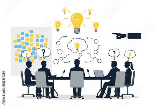 Brainstorming for New Ideas A Creative Meeting Illustration