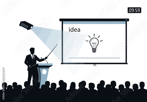 Presentation of Innovative Ideas A Leader Inspiring a Crowd