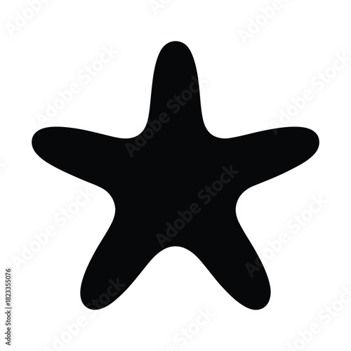 A black starfish silhouette, a simple marine animal shape, , representing ocean life and summer themes