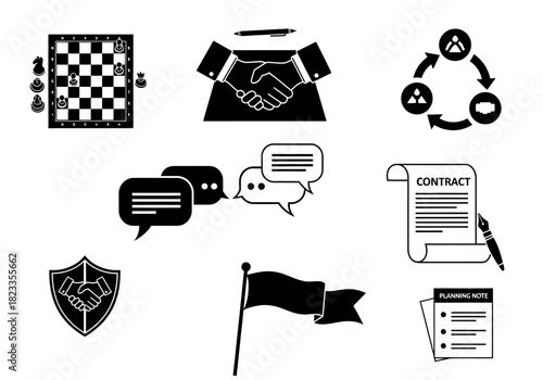 Strategic Alliances & Communication Vector Icons for Business Concepts