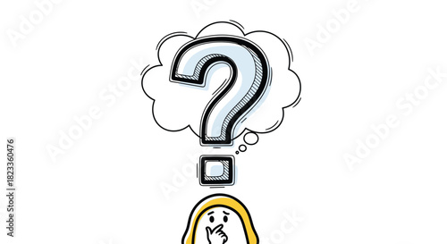 A person thinking with a question mark in a thought bubble above their head.