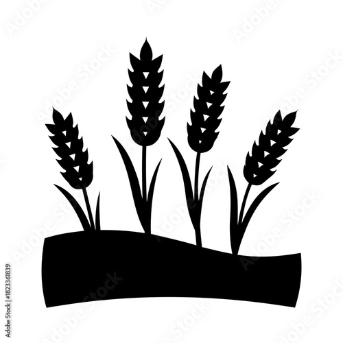 Stylized silhouette of wheat stalks growing in a field silhouette