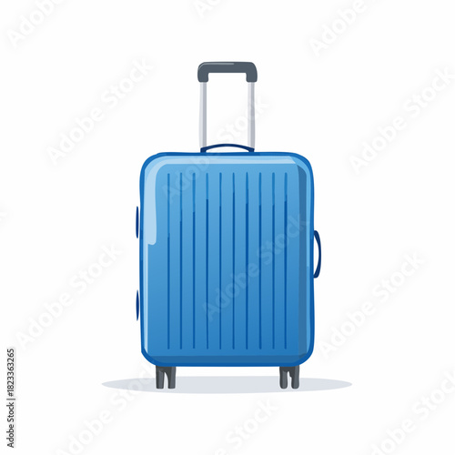 Travel suitcase isolated on white with handle and wheels, suitable for a business journey or vacation trip