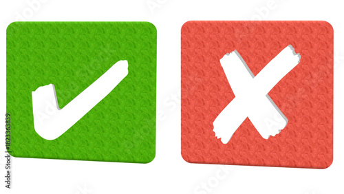 Checkmark and cross transparent background, checkbox, yes and no, tick, red and green and white
