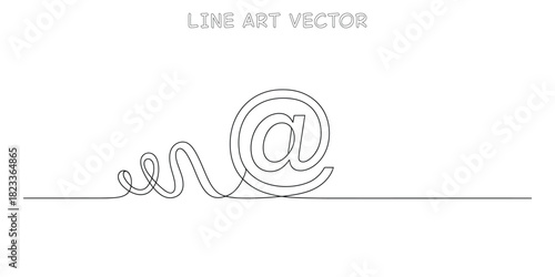 Email at symbol drawn with a continuous tangled wire line effect