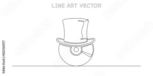 Magician top hat resting on a round disco ball or sphere