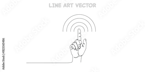 Hand finger touching a surface creating radar or touch waves