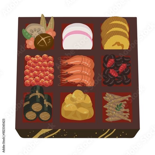 お節料理のイラスト
