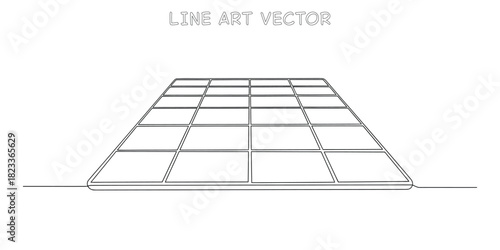 Perspective view of solar panels or grid floor tiles in continuous line art style