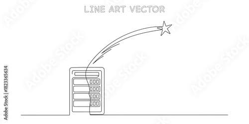 Computer server tower data storage interacting with a shooting star trail
