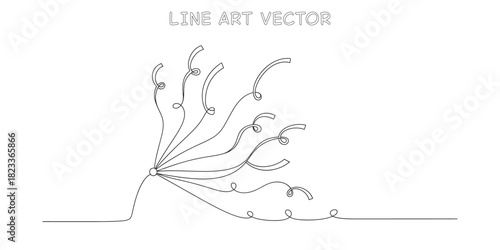 Explosion of confetti ribbons and streamers in festive line art