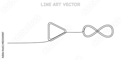 Play button triangle connected to an infinity loop symbol