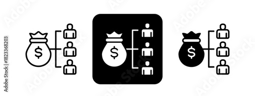 Distribution  Solid color and black line drawing vector illustration set