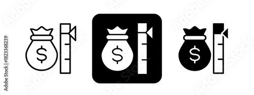 Inflation  Solid color and black line drawing vector illustration set