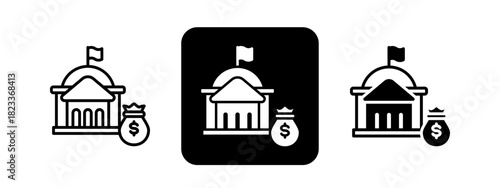 Spending  Solid color and black line drawing vector illustration set