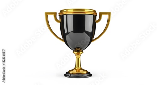 Elegant black and gold trophy cup symbolizing achievement and victory