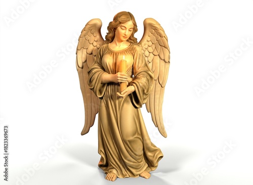An angel with a candle for Christmas 3d-rendering
