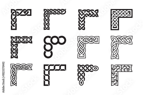 Celtic knotwork corners presents a collection of twelve distinct ancient geometric border elements for your designs
