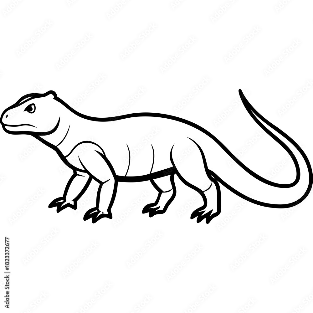 Fototapeta premium Komodo dragon outline drawing