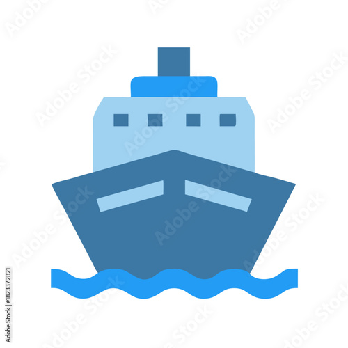 Flat illustration of cruise ship sailing the ocean waves