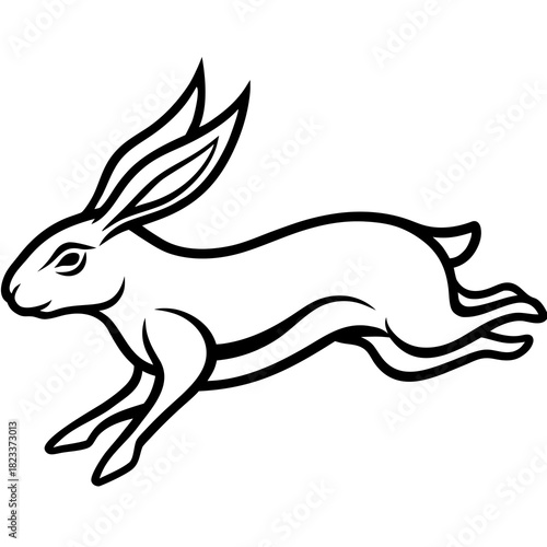 A running rabbit line drawing
