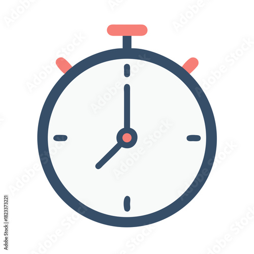 Flat design stopwatch illustration on black background. Timekeeping concept