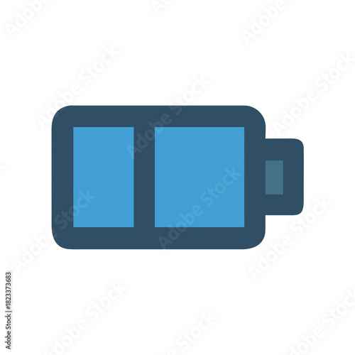 Flat battery icon indicating low power on black background