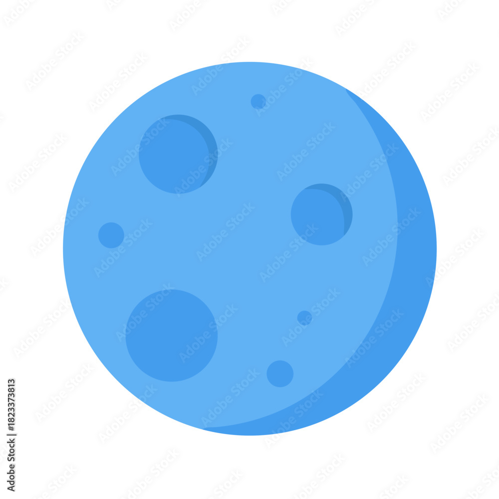 Obraz premium Stylized blue planet with craters isolated on black background