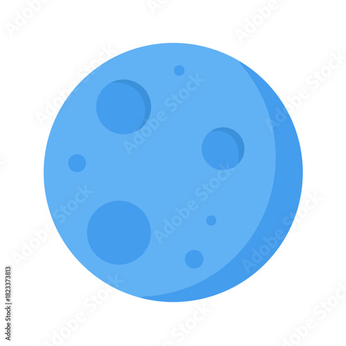 Stylized blue planet with craters isolated on black background