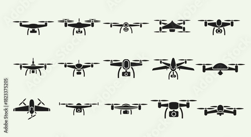 Collection of Different Types of Unmanned Aerial Vehicles and Drones