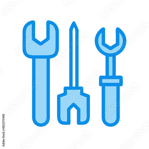 Blue Tools for Repair and Maintenance on Black Background