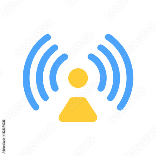 Stylized wifi user icon emitting connection signal waves