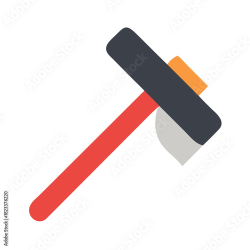Simple axe illustration on black background with basic shapes