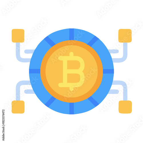 Digital Bitcoin cryptocurrency network concept with blue network connections