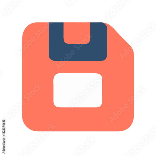 Retro floppy disk icon on black background illustration